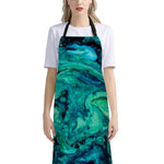 Turquoise Acid Melt Print Bib Apron With Pocket