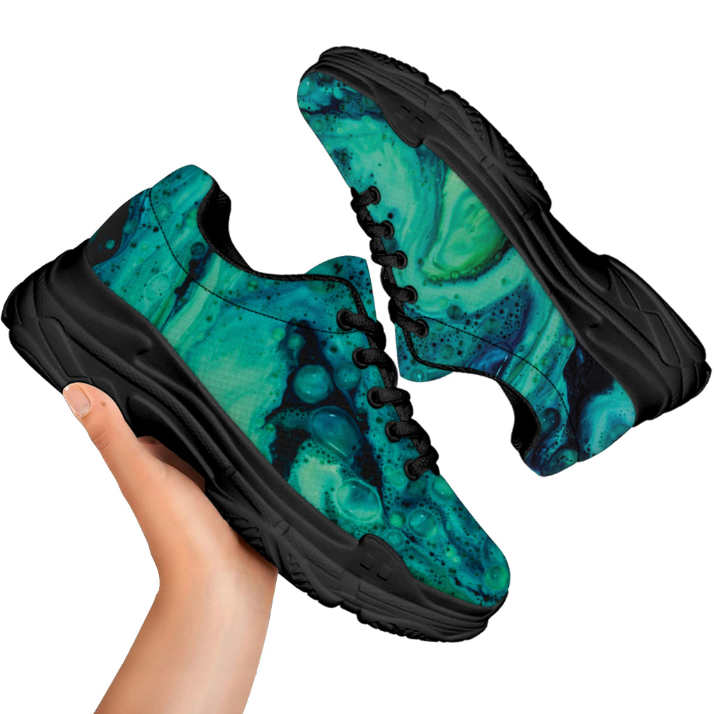 Turquoise Acid Melt Print Black Chunky Shoes