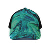 Turquoise Acid Melt Print Black Mesh Trucker Cap