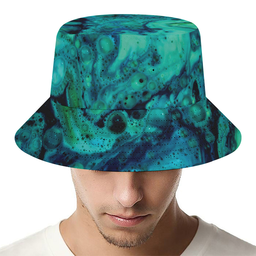 Turquoise Acid Melt Print Bucket Hat