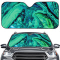 Turquoise Acid Melt Print Car Windshield Sun Shade