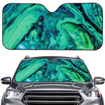 Turquoise Acid Melt Print Car Windshield Sun Shade