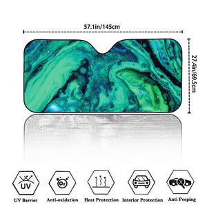 Turquoise Acid Melt Print Car Windshield Sun Shade