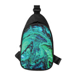 Turquoise Acid Melt Print Chest Bag