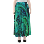 Turquoise Acid Melt Print Chiffon Maxi Skirt