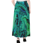 Turquoise Acid Melt Print Chiffon Maxi Skirt