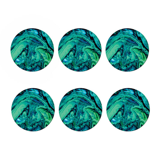Turquoise Acid Melt Print Coaster Set