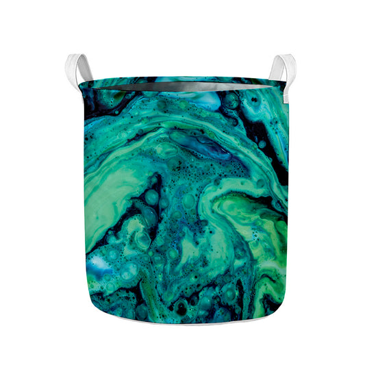 Turquoise Acid Melt Print Collapsible Laundry Basket