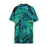 Turquoise Acid Melt Print Cotton Hawaiian Shirt