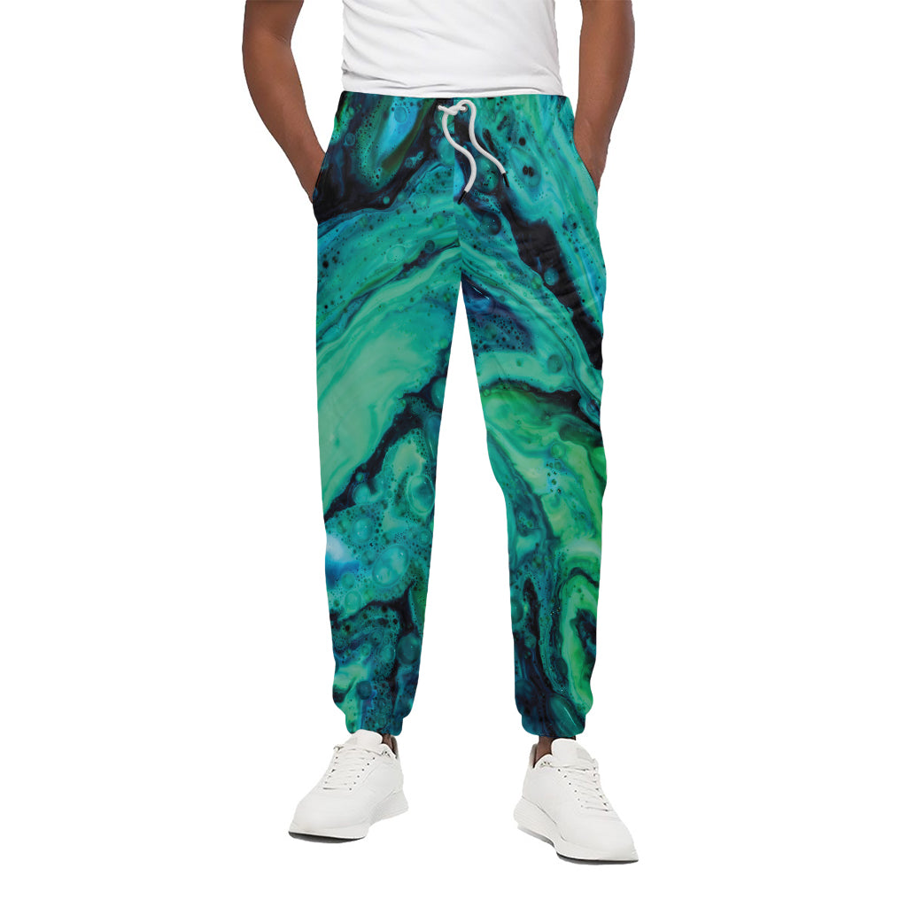 Turquoise Acid Melt Print Cotton Pants