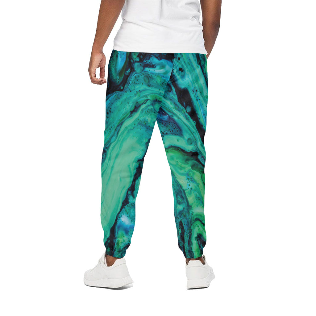 Turquoise Acid Melt Print Cotton Pants