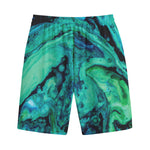 Turquoise Acid Melt Print Cotton Shorts