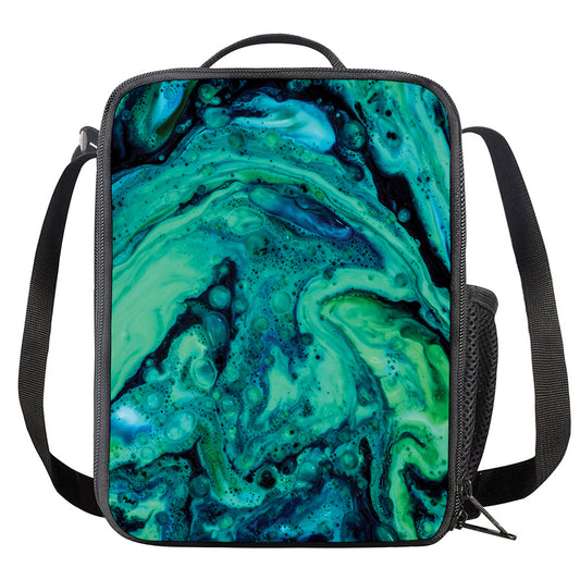 Turquoise Acid Melt Print Crossbody Lunch Bag