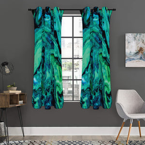 Turquoise Acid Melt Print Curtain