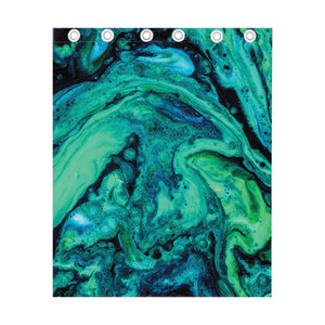 Turquoise Acid Melt Print Curtain