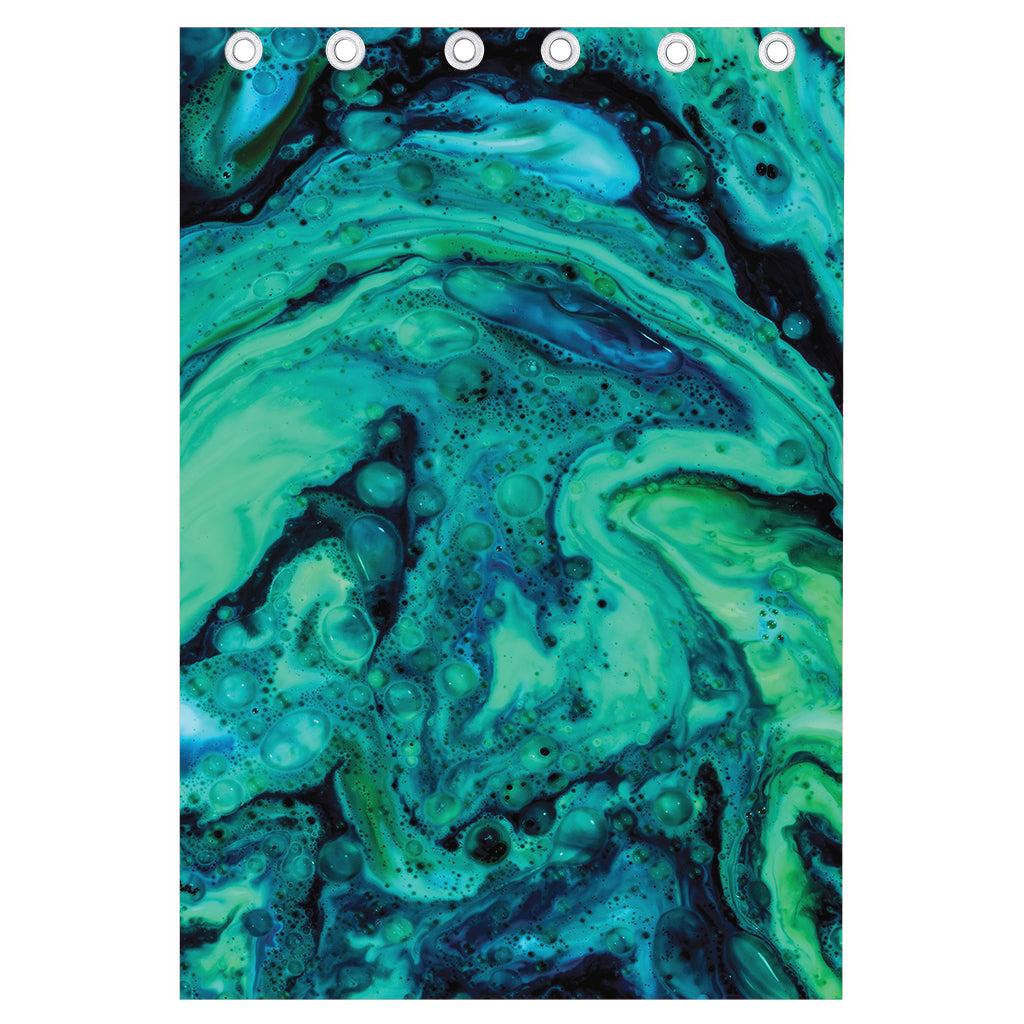 Turquoise Acid Melt Print Curtain