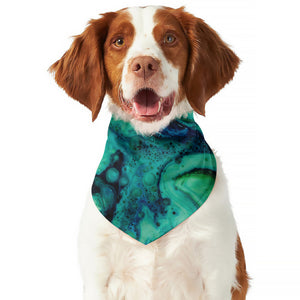 Turquoise Acid Melt Print Dog Bandana