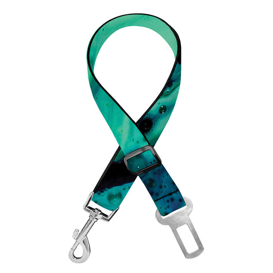 Turquoise Acid Melt Print Dog Seat Belt