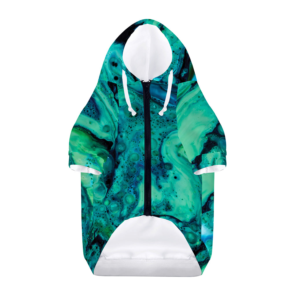 Turquoise Acid Melt Print Dog Zip Up Hoodie