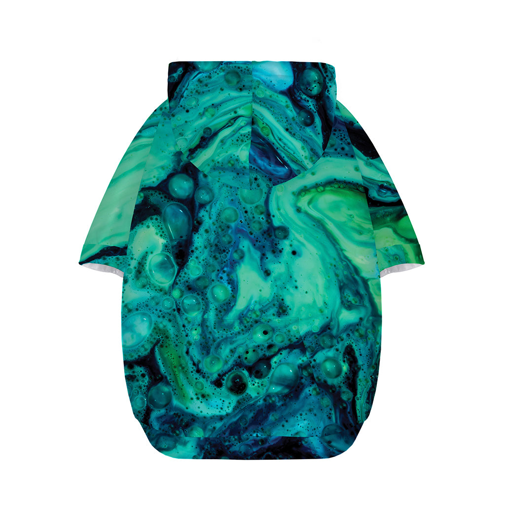 Turquoise Acid Melt Print Dog Zip Up Hoodie