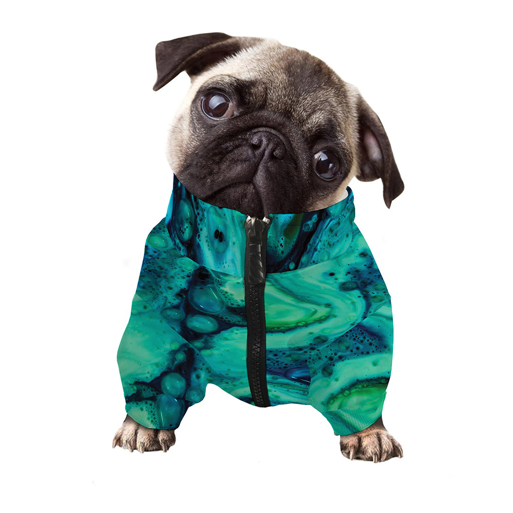 Turquoise Acid Melt Print Dog Zip Up Jacket