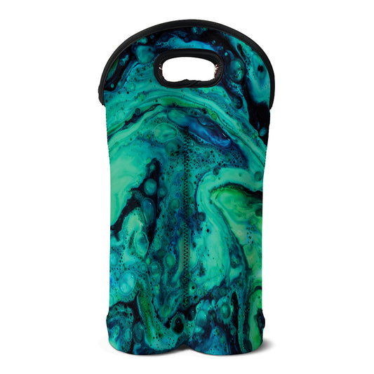 Turquoise Acid Melt Print Double Neoprene Wine Tote