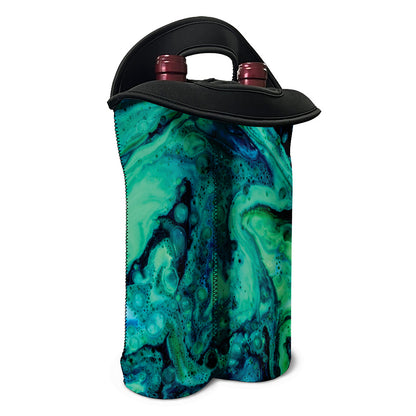 Turquoise Acid Melt Print Double Neoprene Wine Tote