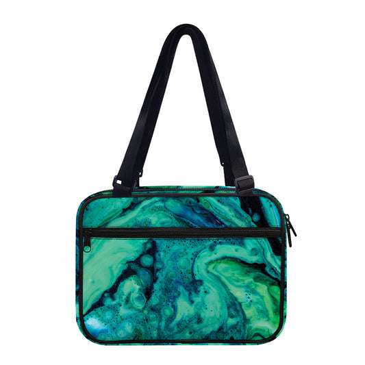 Turquoise Acid Melt Print Double Strap Bible Bag