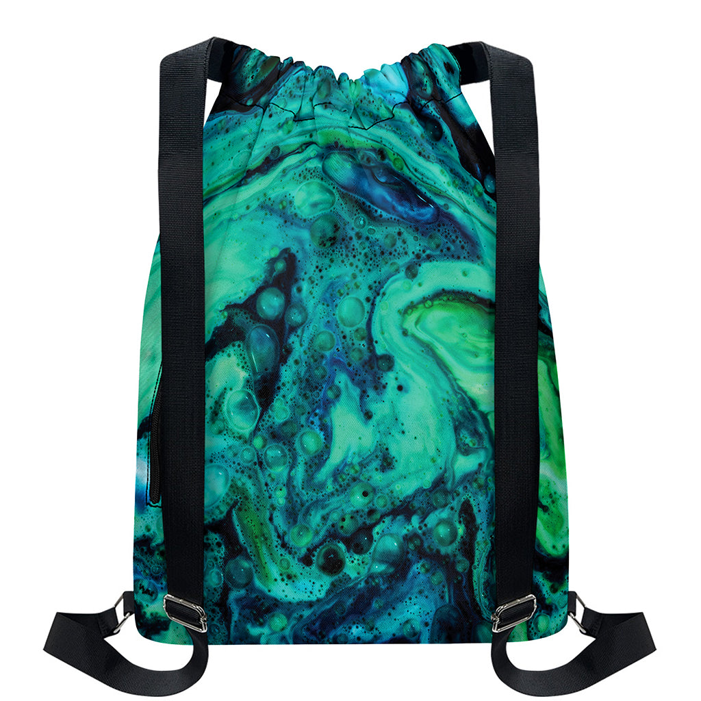 Turquoise Acid Melt Print Drawstring Backpack