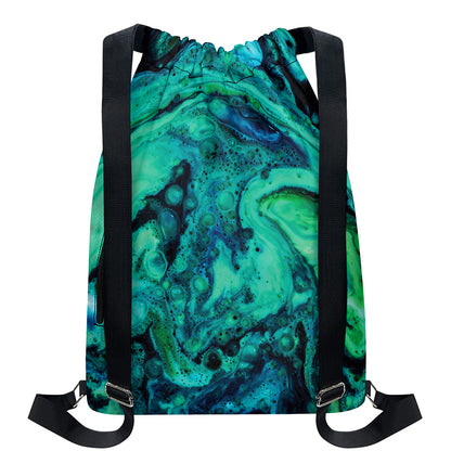 Turquoise Acid Melt Print Drawstring Backpack