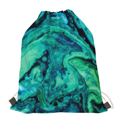 Turquoise Acid Melt Print Drawstring Bag