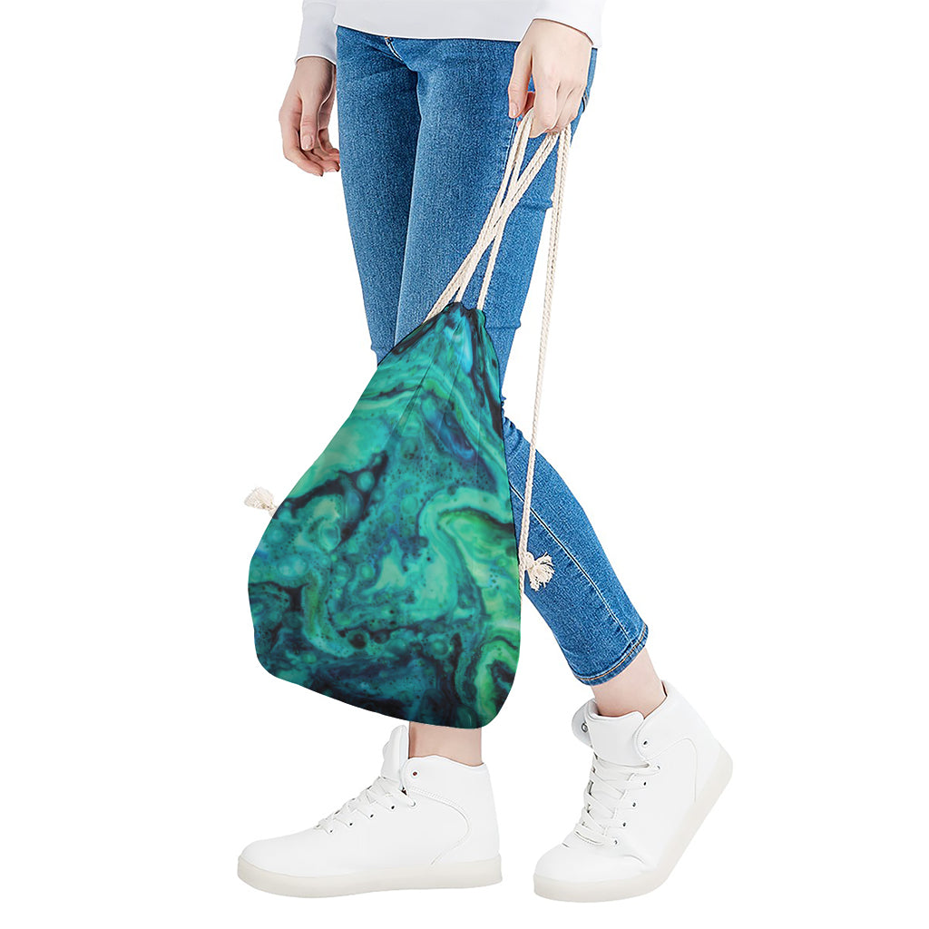 Turquoise Acid Melt Print Drawstring Bag