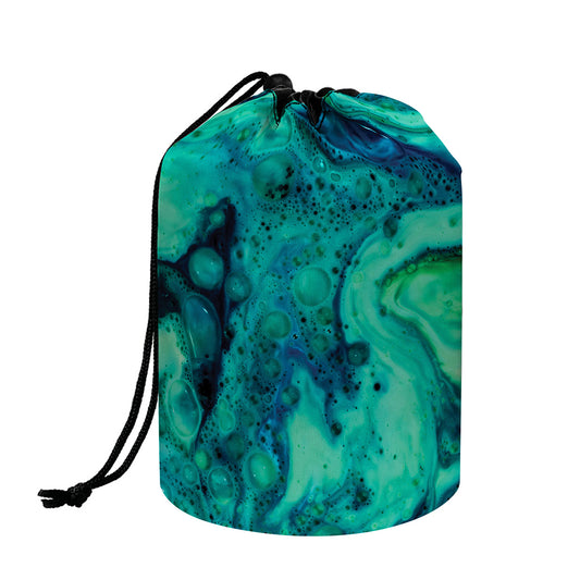 Turquoise Acid Melt Print Drawstring Makeup Bag