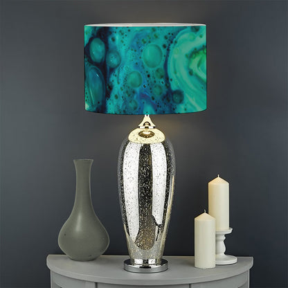 Turquoise Acid Melt Print Drum Lamp Shade
