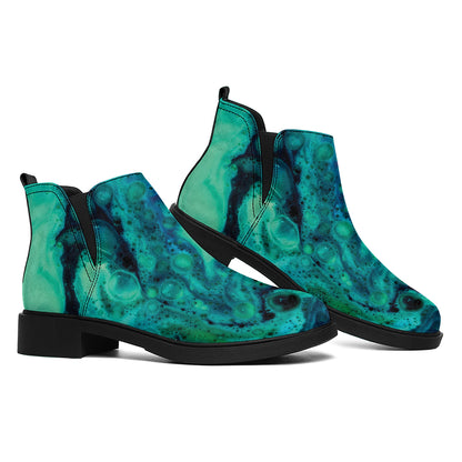 Turquoise Acid Melt Print Flat Ankle Boots