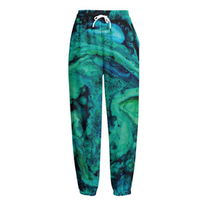 Turquoise Acid Melt Print Fleece Lined Knit Pants