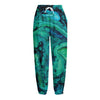 Turquoise Acid Melt Print Fleece Lined Knit Pants