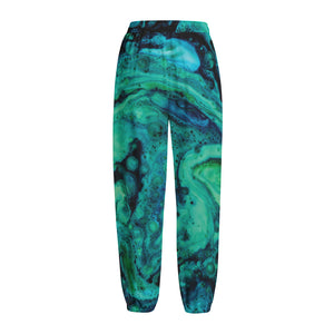 Turquoise Acid Melt Print Fleece Lined Knit Pants