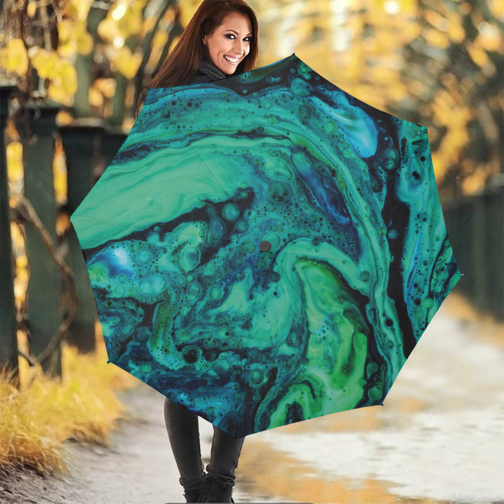 Turquoise Acid Melt Print Foldable Umbrella