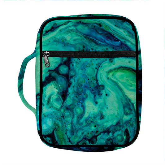 Turquoise Acid Melt Print Front Pocket Bible Bag