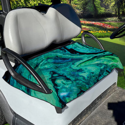 Turquoise Acid Melt Print Golf Cart Seat Cover