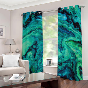 Turquoise Acid Melt Print Grommet Curtains