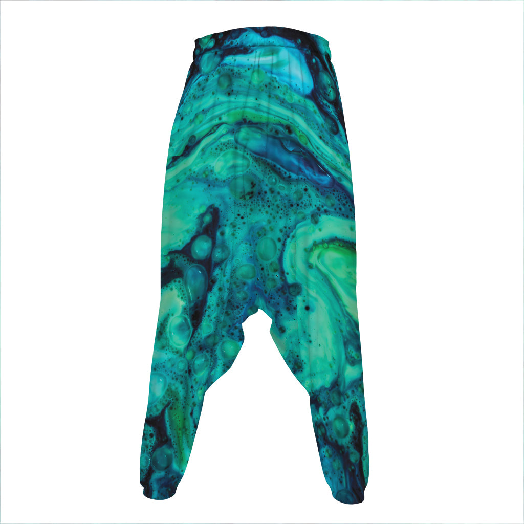 Turquoise Acid Melt Print Hammer Pants