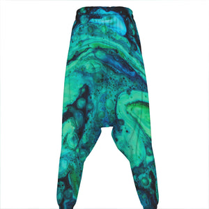 Turquoise Acid Melt Print Hammer Pants