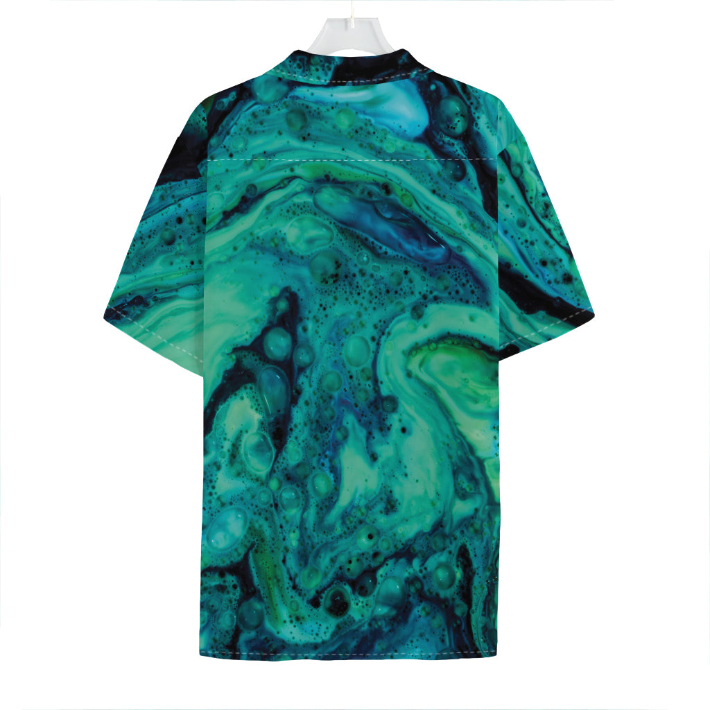 Turquoise Acid Melt Print Hawaiian Shirt