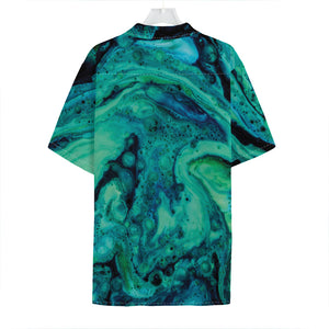 Turquoise Acid Melt Print Hawaiian Shirt