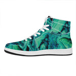 Turquoise Acid Melt Print High Top Leather Sneakers