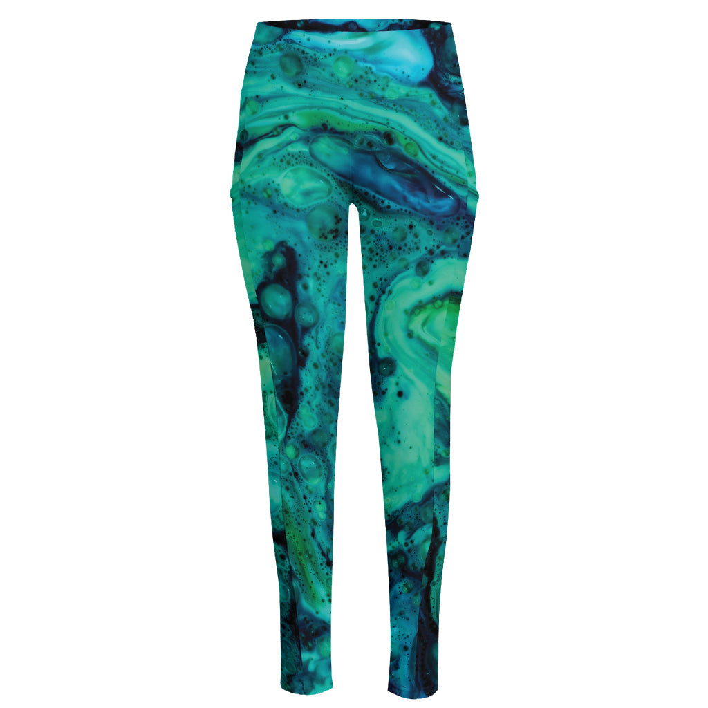 Turquoise Acid Melt Print High-Waisted Pocket Leggings