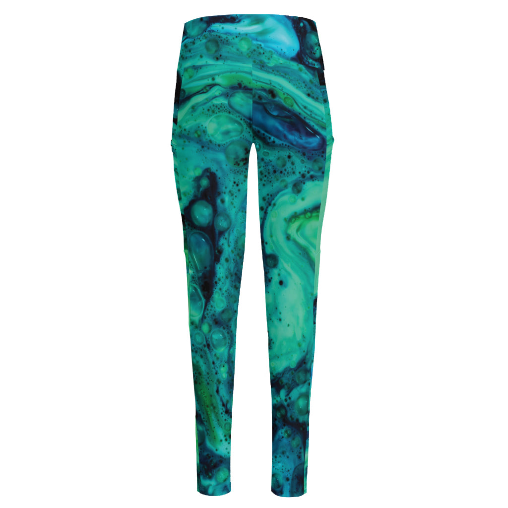 Turquoise Acid Melt Print High-Waisted Pocket Leggings