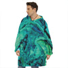 Turquoise Acid Melt Print Hoodie Blanket